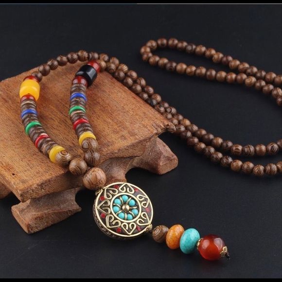 Jewelry - ✨ Bohemian wooden beads Egyptian style. Beautiful colored beads with pendant ✨